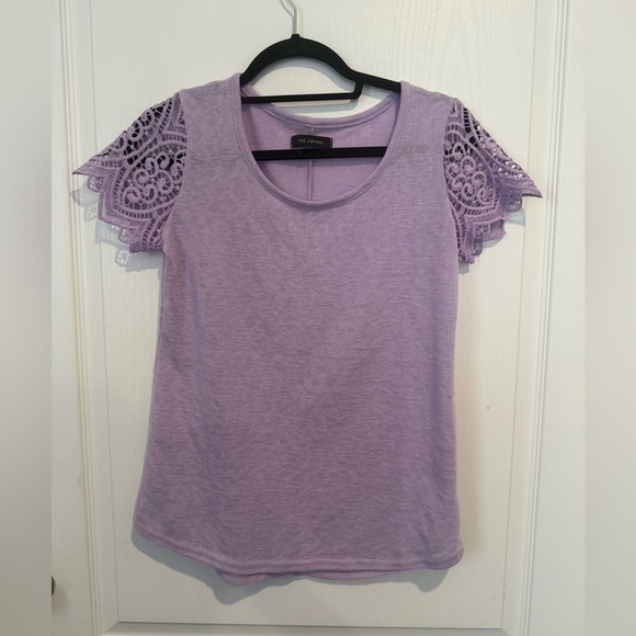 The Limited Tops - The Limited Purple Lace Sleeve Tee